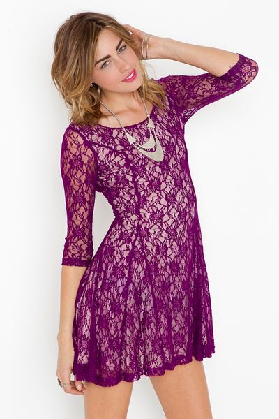 Nasty Gal Iris Lace Dress in Purple (violet) - Lyst