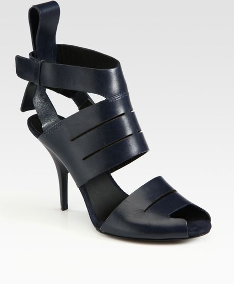 Alexander Wang Colette Leather Peep Toe Sandals in Blue (navy) - Lyst
