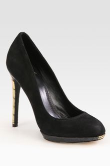 B Brian Atwood Fredrique Suede and Snake-print Leather Platform Pumps - Lyst