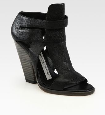  Pebbled Leather Wedge Sandals 