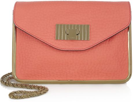 Chloé Sally Texturedleather Shoulder Bag in Pink (coral) - Lyst