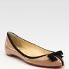 Christian Louboutin Patent Leather Bow Ballet Flats in Beige (nude) - Lyst