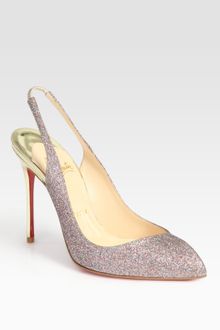 Christian Louboutin Corneille Glitter-coated Leather Slingback Pumps - Lyst
