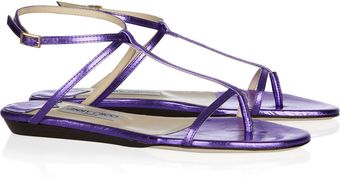  Fiona Metallic Crushed-leather Sandals 