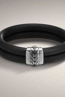 John Hardy Black Rubber Cord Double Row Bracelet - Lyst