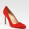 Manolo Blahnik Suede Pumps in Red - Lyst