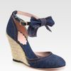 Red Valentino Denim Espadrille Wedge Bow Sandals in Blue (denim) - Lyst