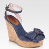 Red Valentino Denim Wedge Bow Sandals in Blue (denim) - Lyst