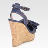 Red Valentino Denim Wedge Bow Sandals in Blue (denim) - Lyst
