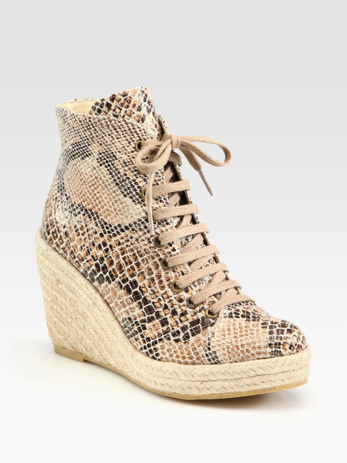 snakeskin tie up boots