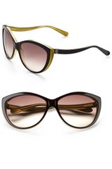Alexander McQueen Twotone Plastic Catseye Sunglasses