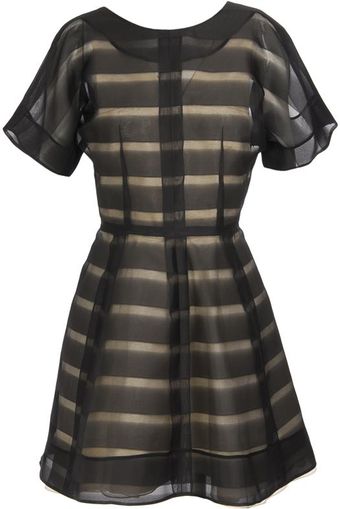 Balenciaga Striped-effect Silk Organza Dress - Lyst