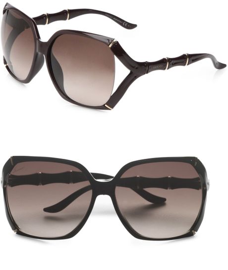 Gucci Metal Accented Bamboostyled Sunglasses in Purple (aubergine) - Lyst