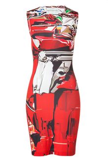 Mary Katrantzou Ruby and Ecru Printed Silk Dress - Lyst