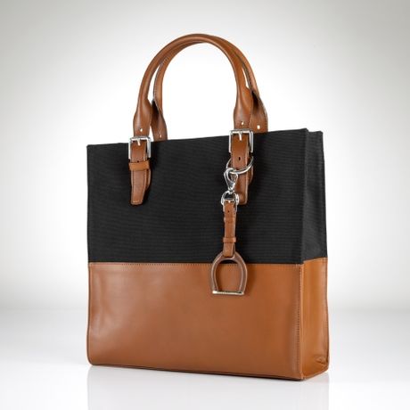 Ralph Lauren Blue Label Canvas-and-leather Tote Bag in Brown (black) Ralph Lauren Blue Label Canvas-and-leather Tote Bag in Brown (black)
