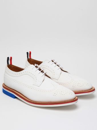 Thom Browne Mens White Wingtip Brogue With Micro Sole - Lyst