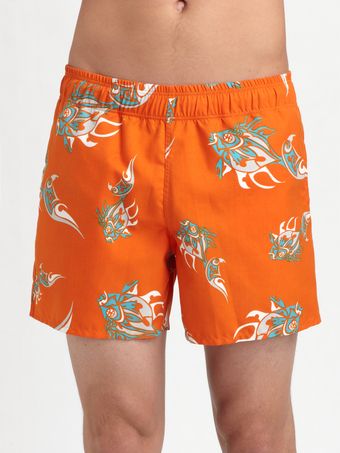 Zegna Sport Koi-print Swim Trunks - Lyst