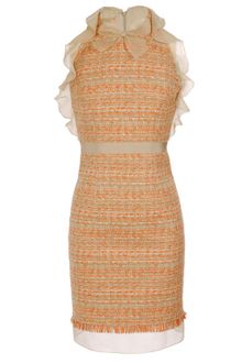 Giambattista Valli Tweed Pencil Dress with Silk Organza Frills - Lyst