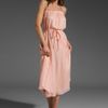 Halston Heritage Peasant Halter Gown in Bisque/silver in Pink (bisque & silver) - Lyst