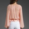 Halston Heritage Peasant Top with Smocking in Bisque/silver in Pink (bisque & silver) - Lyst