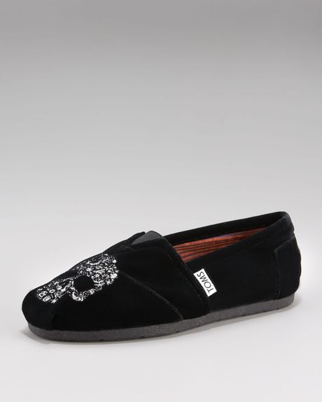 Toms Beaumont Skull Velvet Slipon in Black - Lyst