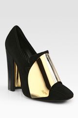 Yves Saint Laurent Suede Metal-plated Loafer Pumps