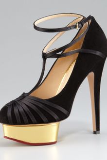 Charlotte Olympia Suede Ankle-wrap Platform Pump - Lyst