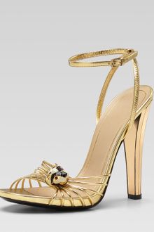 Gucci Lucille Metallic Cage Sandal - Lyst