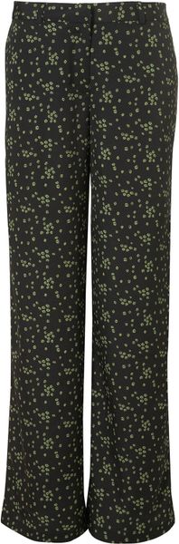 Topshop Ditsy Floral Wide Leg Trousers in Black - Lyst