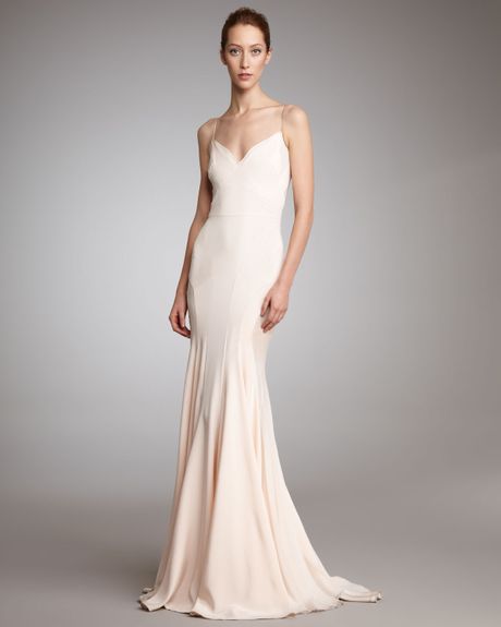 Zac Posen Contourseamed Slip Gown in Pink (blush) - Lyst