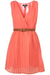 Topshop Crossover Pleated Belt Dress By Rare**