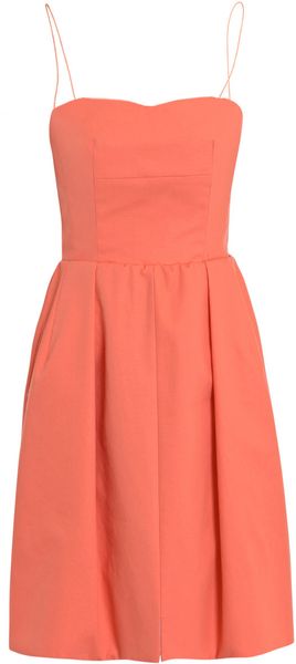 Carven Coral Cotton Dress in Pink (coral) - Lyst