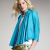 Alice + Olivia Colton Drapefront Leather Jacket in Blue (turquoise) - Lyst