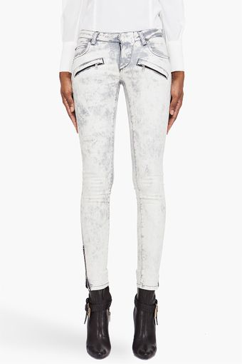  White Washed Zip Jeans 