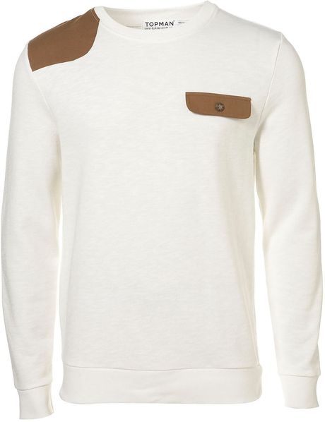 Topman White Patched Sweatshirt in White for Men (cream) - Lyst