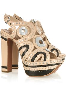 Alaïa Embellished Leather Platform Sandals - Lyst
