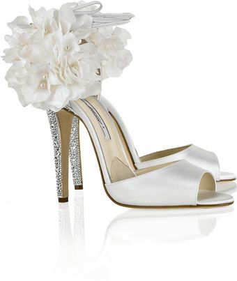Brian Atwood Aurora Embellished Satin Sandals - Lyst