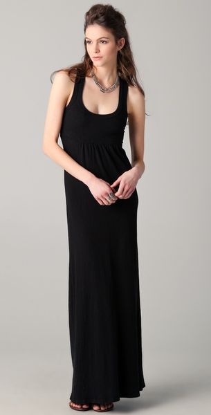 James Perse Racer Back Maxi Dress in Black - Lyst