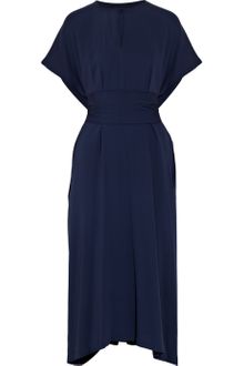 Jil Sander Warm Belted Silk-crepe Dress - Lyst