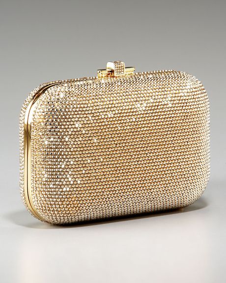 Judith Leiber Beaded Slidelock Clutch in Gold (silver) - Lyst