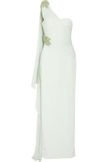 Marchesa One-shoulder Silk-crepe Gown - Lyst