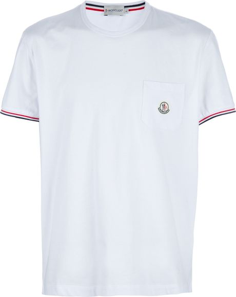 Moncler Logo Patch Tshirt in White for Men - Lyst
