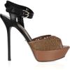 Sergio Rossi Leather and Calfhair Sandals in Brown - Lyst
