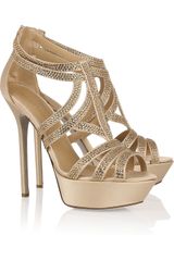 Sergio Rossi Crystal-embellished Satin Sandals