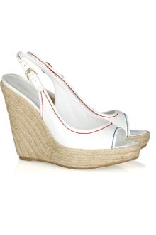 Sergio Rossi Patent Leather Espadrille Wedge Sandals - Lyst