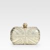Alexander Mcqueen Metallic Leather Skull Clutch in Gold - Lyst