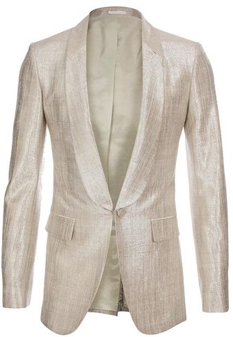 Alexander McQueen Woven Silk-lame Blazer - Lyst