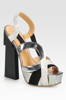 Aperlai Mixed-media Slingback Platform Sandals - Lyst
