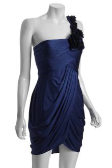 BCBGMAXAZRIA Ink Stretch Addison Draped One Shoulder Dress - Lyst