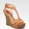 Belle By Sigerson Morrison Celsa Leather Tstrap Wedge Sandals in Beige - Lyst